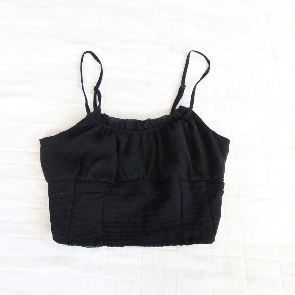 Forever 21 Black Cropped Spaghetti Strap Cami